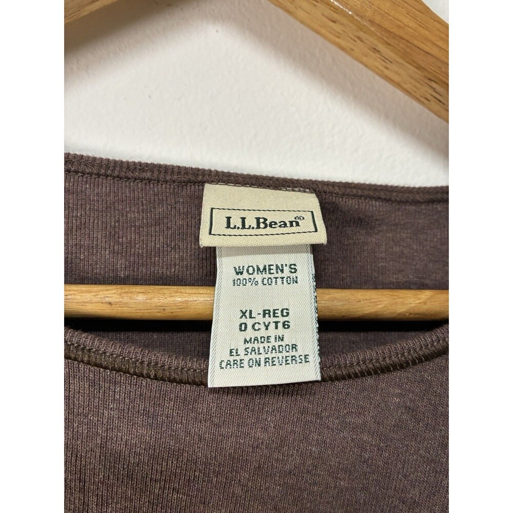 LL Bean Long Sleeve T Shirt Women’s XL Brown 100 Cotton Outdoor Lounge - Picture 3 of 7